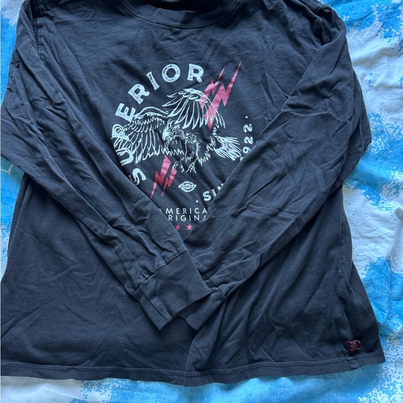 Dickies Black Long Sleeve Tee with Vintage Eagle Design - Picture 2 of 2